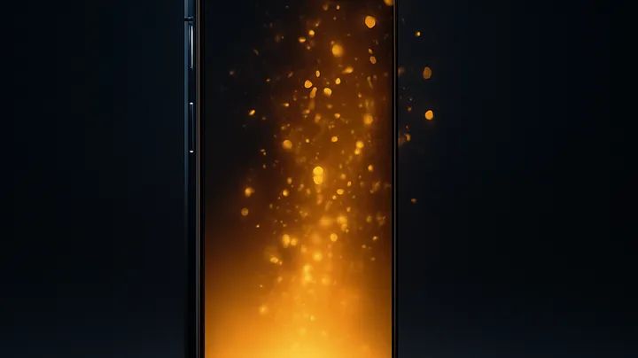 7666BDT COM Modern phone with glowing screen